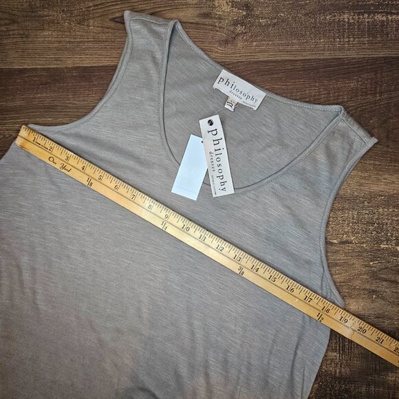 NWT!! Philosophy Cut & Sew Asymmetrical Sleeveless Midi Dress L Classic Taupe - Picture 5 of 9